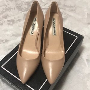Karl Lagerfeld Paris Nude Leather Pumps
